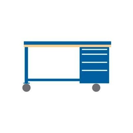 LISTA INTERNATIONAL 72x30x39.25 Cabinet & Leg mobile workbench w/4 drawers, back & end stops/butcher block top WB2201-BTS7230-BB